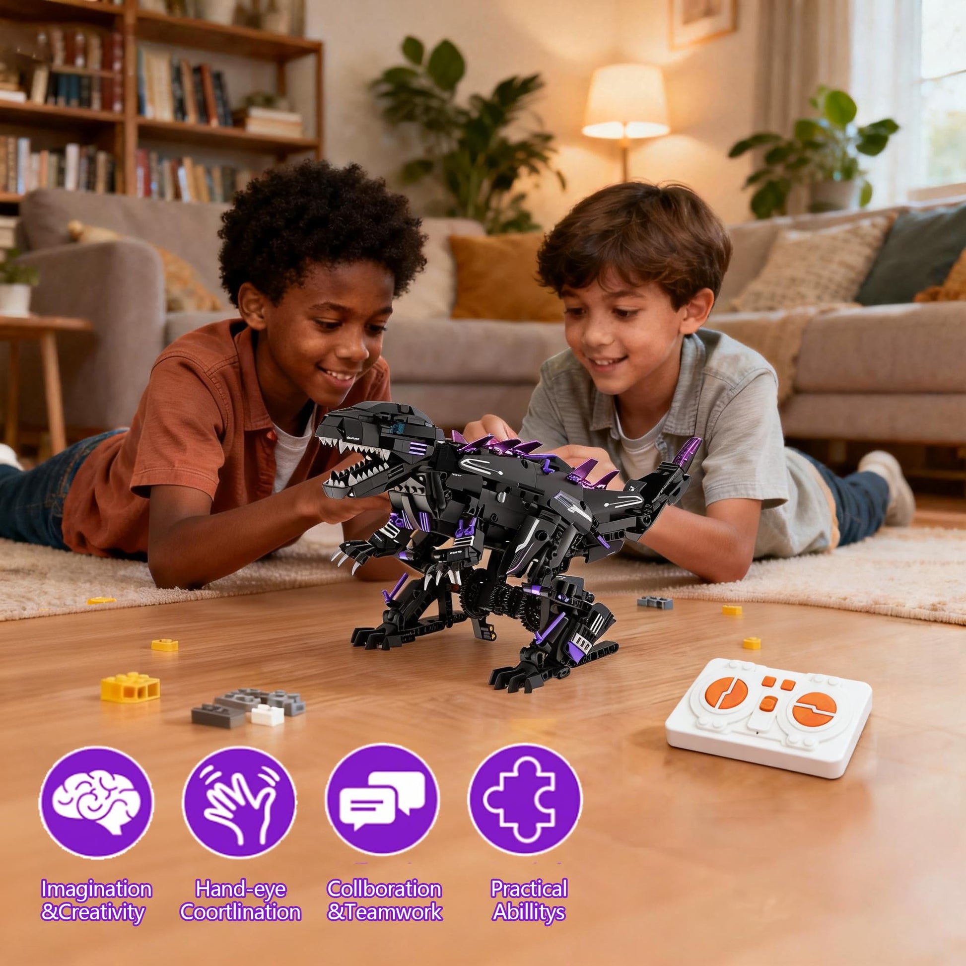 Control por mando a distancia y app del dinosaurio robótico Garvee para niños